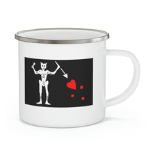 Load image into Gallery viewer, Ocracoke Sea Salt&#39;s Blackbeard&#39;s Flag 12 oz Enamel Camping Mug
